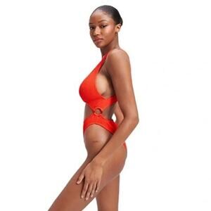 Good American Bright Poppy Red Always Fits Monokini Swimsuit XS NEW